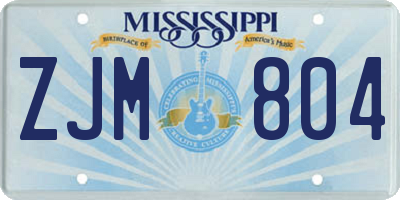 MS license plate ZJM804