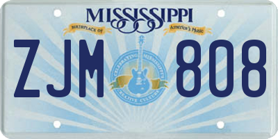 MS license plate ZJM808