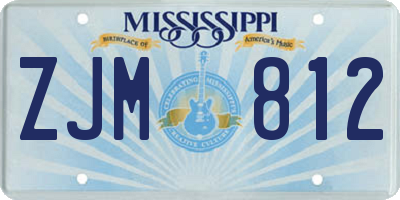 MS license plate ZJM812