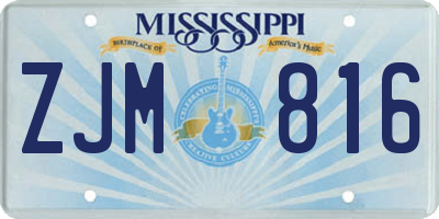 MS license plate ZJM816