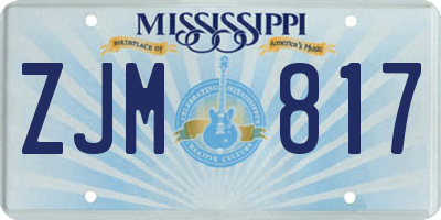 MS license plate ZJM817