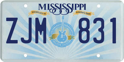 MS license plate ZJM831