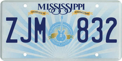MS license plate ZJM832