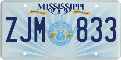 MS license plate ZJM833