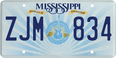 MS license plate ZJM834