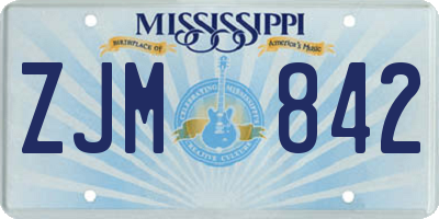 MS license plate ZJM842