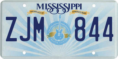 MS license plate ZJM844