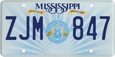 MS license plate ZJM847