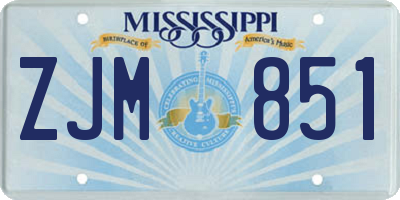 MS license plate ZJM851