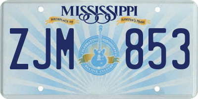 MS license plate ZJM853