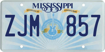 MS license plate ZJM857