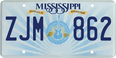 MS license plate ZJM862