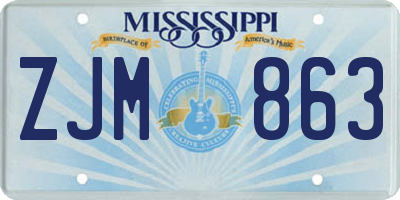 MS license plate ZJM863