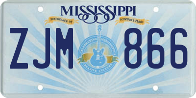 MS license plate ZJM866