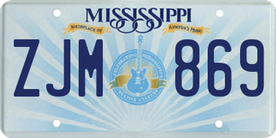 MS license plate ZJM869