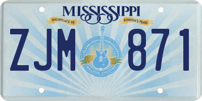 MS license plate ZJM871