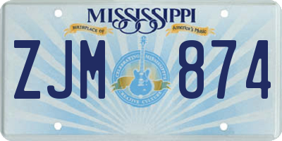 MS license plate ZJM874