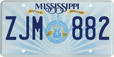 MS license plate ZJM882