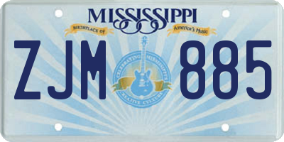MS license plate ZJM885