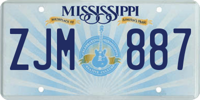 MS license plate ZJM887