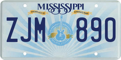 MS license plate ZJM890