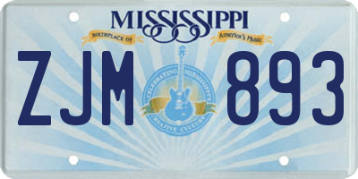 MS license plate ZJM893