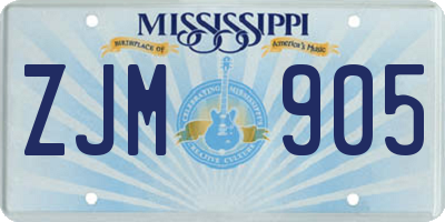 MS license plate ZJM905