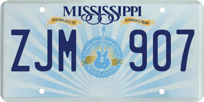 MS license plate ZJM907
