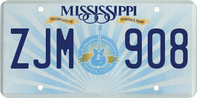 MS license plate ZJM908