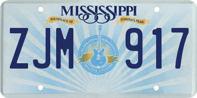 MS license plate ZJM917