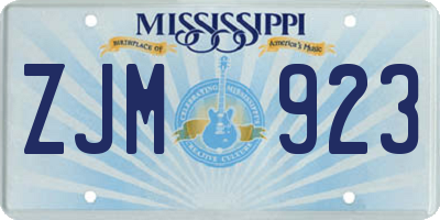 MS license plate ZJM923