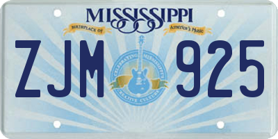MS license plate ZJM925