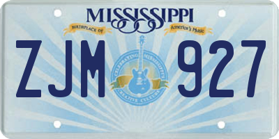 MS license plate ZJM927