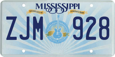 MS license plate ZJM928
