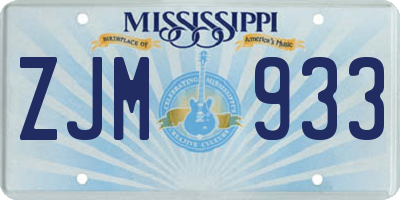 MS license plate ZJM933