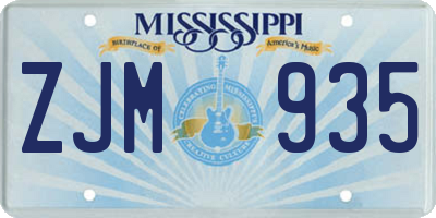 MS license plate ZJM935