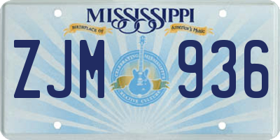 MS license plate ZJM936
