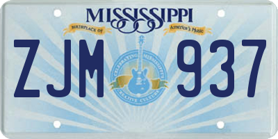 MS license plate ZJM937