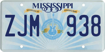 MS license plate ZJM938