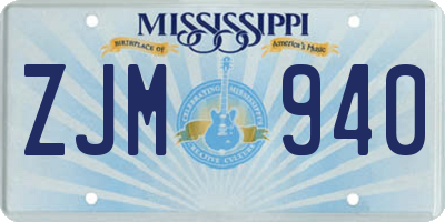 MS license plate ZJM940