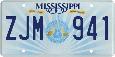 MS license plate ZJM941