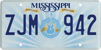 MS license plate ZJM942