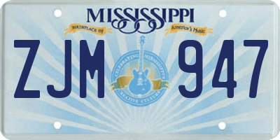 MS license plate ZJM947