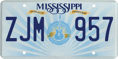 MS license plate ZJM957
