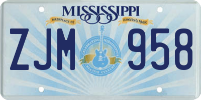 MS license plate ZJM958