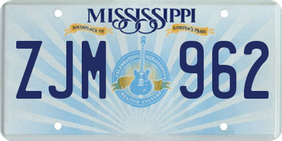 MS license plate ZJM962