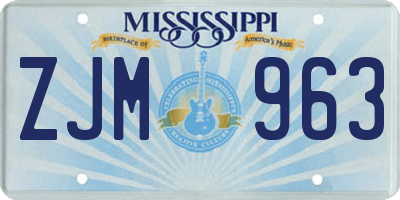 MS license plate ZJM963