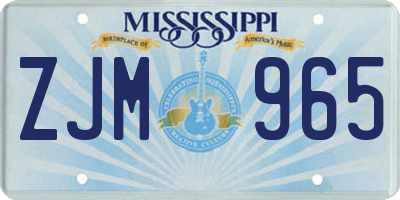 MS license plate ZJM965