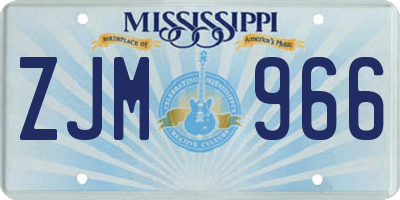 MS license plate ZJM966