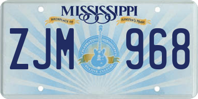 MS license plate ZJM968